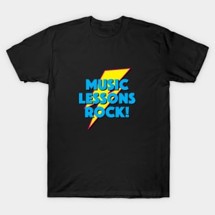 MUSIC LESSONS ROCK! LIGHTNING LOGO SLOGAN FOR TEACHERS, LECTURERS ETC. T-Shirt